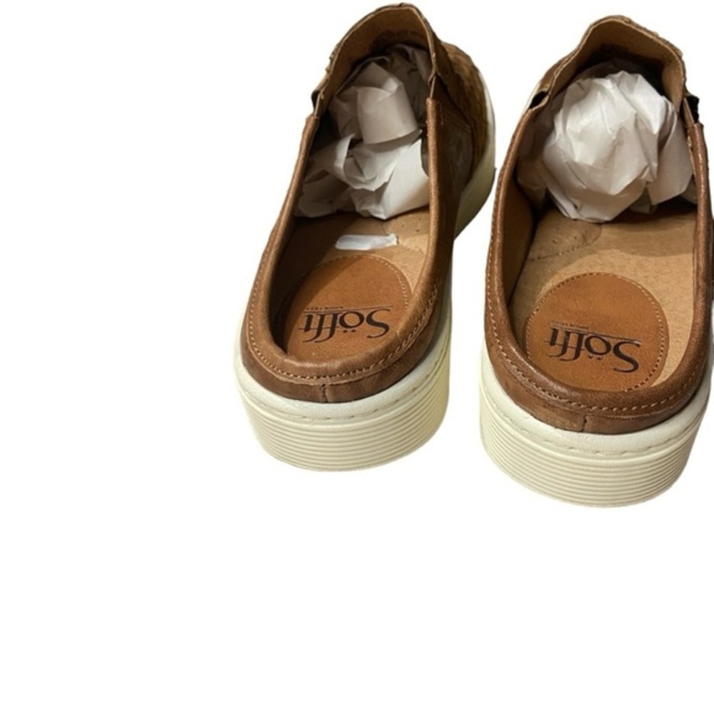Sofft Brown Textured Leather Slip On Mule Sneakers Backless Platform Mules Sz9.5 - Picture 6 of 10